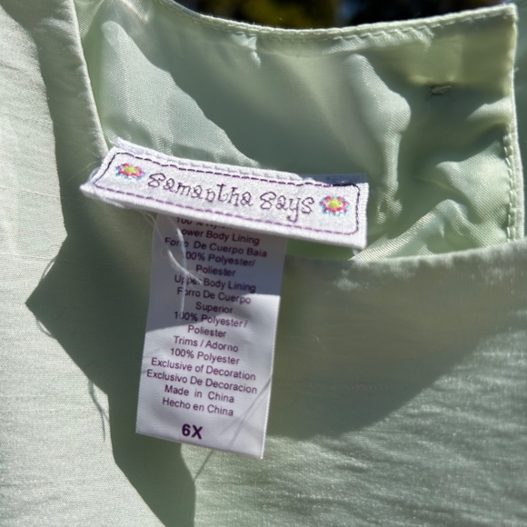 Samantha Says Gorgeous Green Spring Dress BRAND NEW 6X size w/ Flowers - Picture 4 of 7